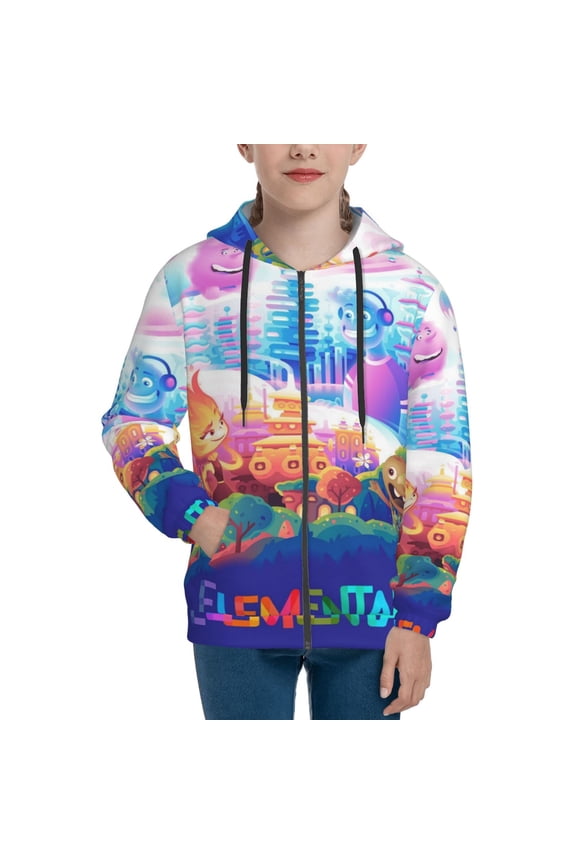 Youth Water Fire Element-a Zip Up Graphic Hoodie with Pockets Comfort Long Sleeve Soft Hoodies