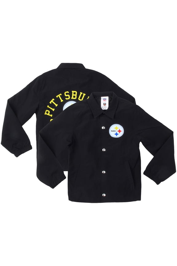 Youth Wes & Willy Black Pittsburgh Steelers T Buck's Full-Snap Coaching Jacket