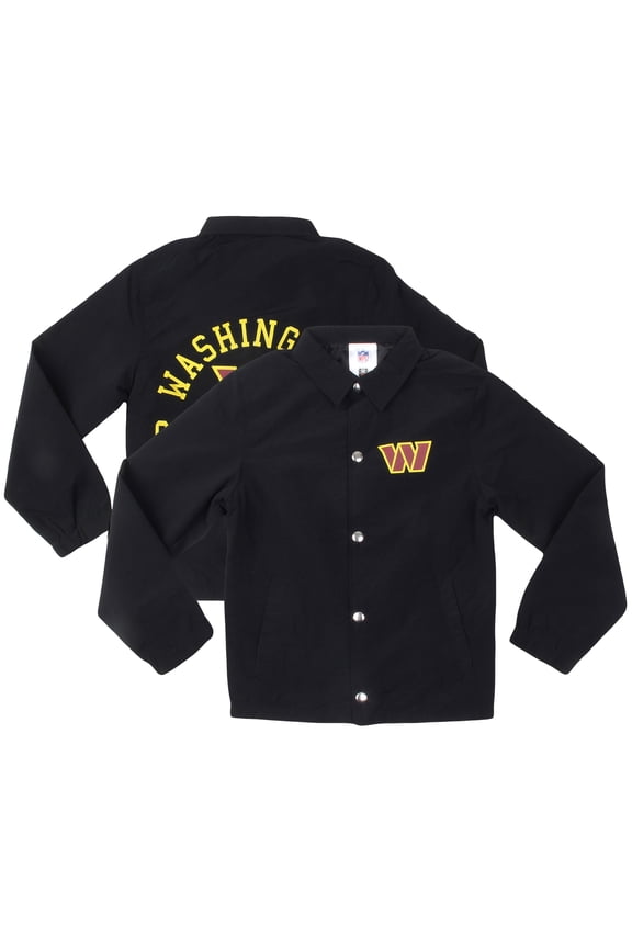 Youth Wes & Willy Black Washington Commanders T Buck's Full-Snap Coaching Jacket