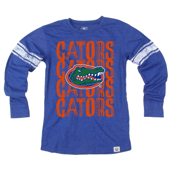 Youth Wes & Willy Royal Florida Gators Long Sleeve Football Jersey T-Shirt