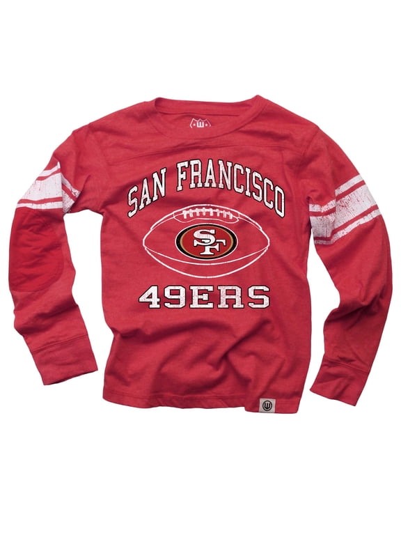 Youth Wes & Willy Scarlet San Francisco 49ers Football Long Sleeve T-Shirt