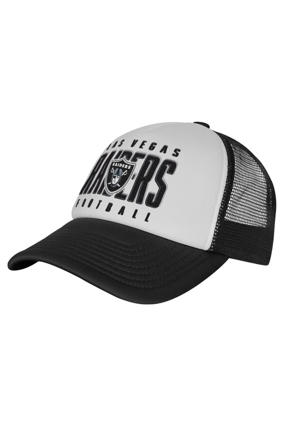 Youth White/Black Las Vegas Raiders Essentials Trucker Adjustable Hat