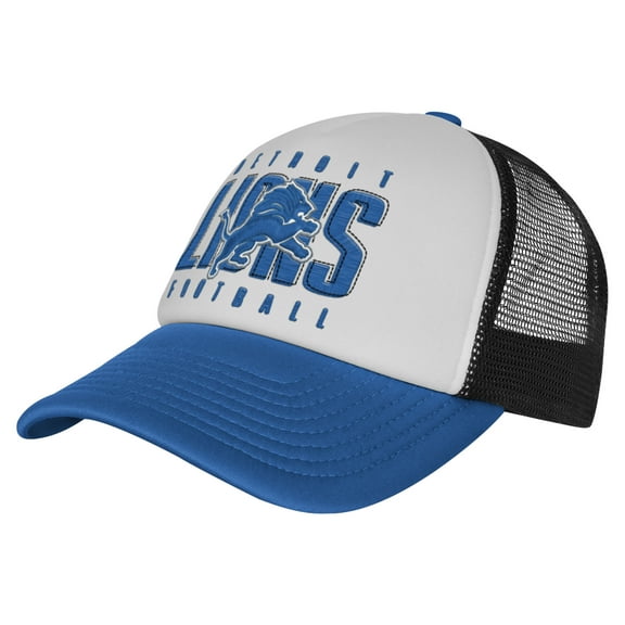 Youth White/Blue Detroit Lions Essentials Trucker Adjustable Hat