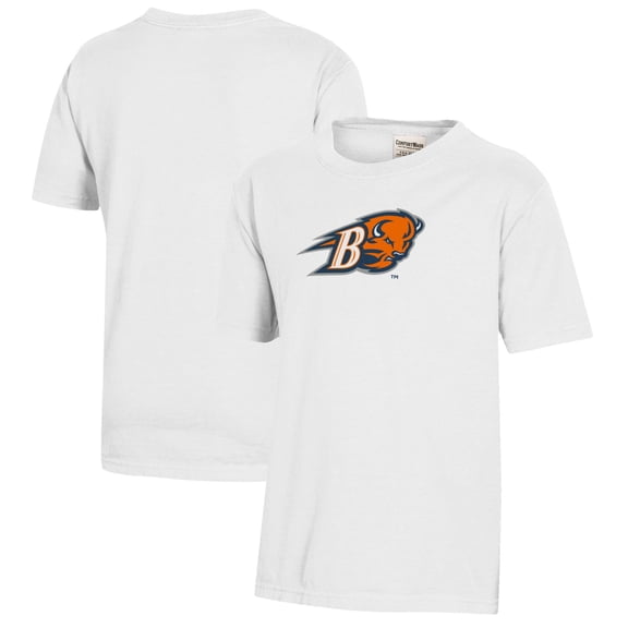 Youth  White Bucknell Bison Logo Comfort Wash T-Shirt