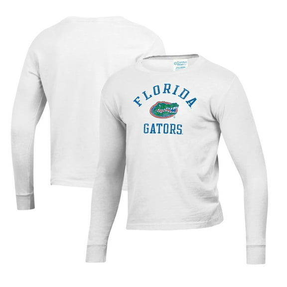 Youth  White Florida Gators Mascot Comfort Wash Long Sleeve T-Shirt