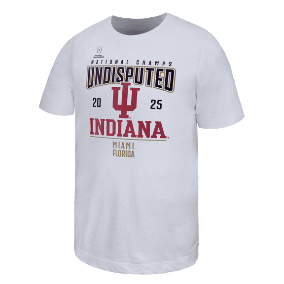 Youth White Indiana Hoosiers College Football Playoff 2025 National Champions Undisputed T-Shirt