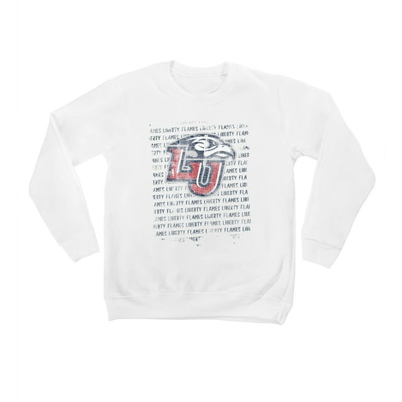 Youth White Liberty Flames Bold Type Pullover Sweatshirt