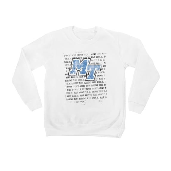 Youth White MTSU Blue Raiders Bold Type Pullover Sweatshirt