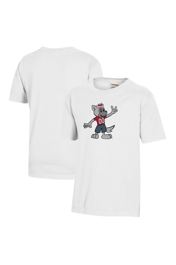 Youth  White NC State Wolfpack Logo Comfort Wash T-Shirt