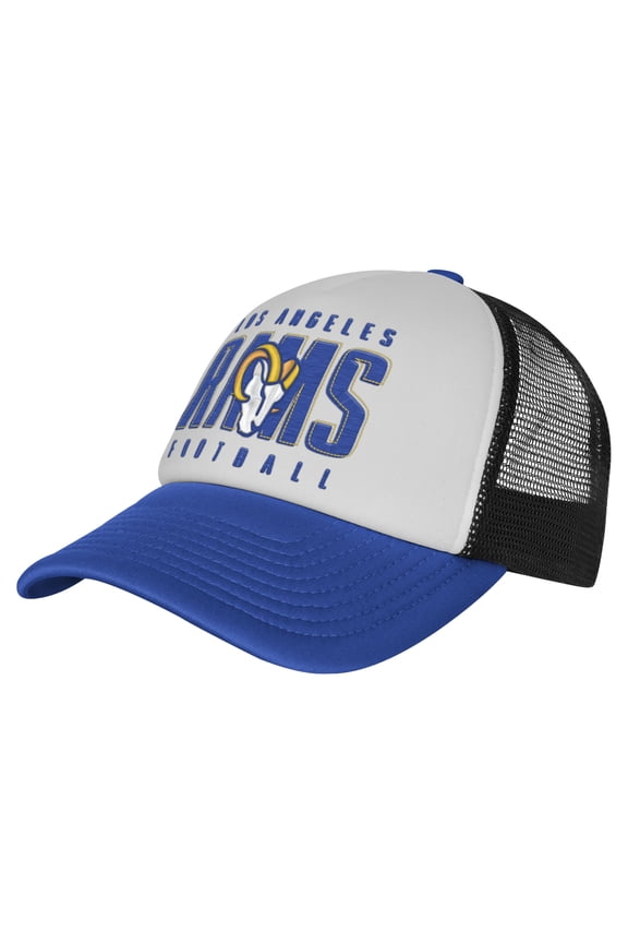 Youth White/Royal Los Angeles Rams Essentials Trucker Adjustable Hat