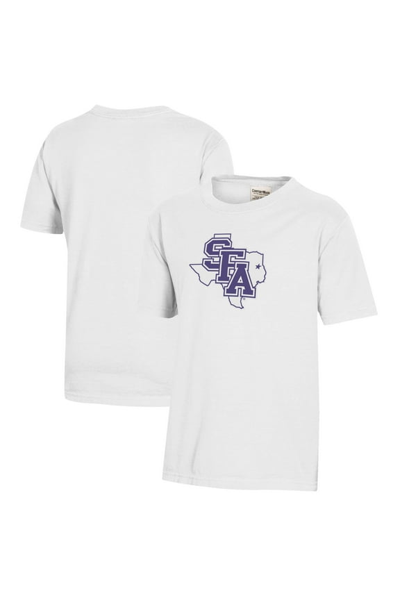 Youth  White Stephen F Austin Lumberjacks Logo Comfort Wash T-Shirt