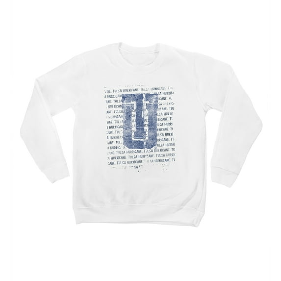 Youth White Tulsa Golden Hurricane Bold Type Pullover Sweatshirt