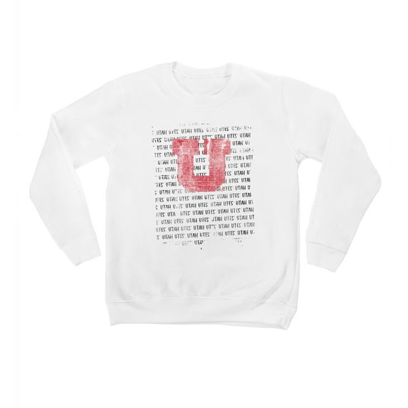 Youth White Utah Utes Bold Type Pullover Sweatshirt