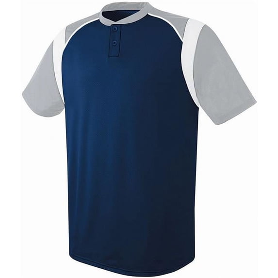 High Five 312201 Youth Wildcard Two-Button Jersey, S, NAVY/SILVER GREY/WHITE