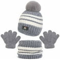 thumbnail image 1 of Youth Winter Hat Scarf & Glove Sets 3 Piece Size 1-11 Toddler Boys Girls Cute Knitted Fleece Lined Thermal Pom-Pom Beanies Hats Scarves Gloves Set, 1 of 8