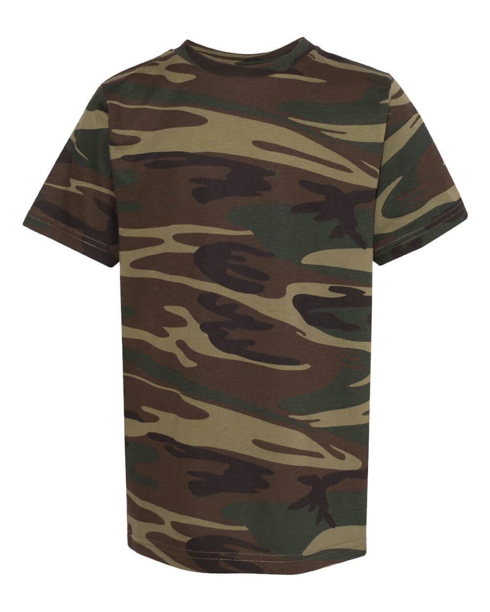 Youth Woodland Camouflage Short Sleeve T-Shirt , Green Woodland , S ...