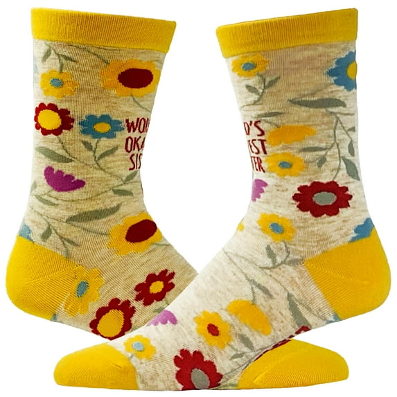 Youth Worlds Okayest Sister Sock Funny Cute Sibiling Love Footwear