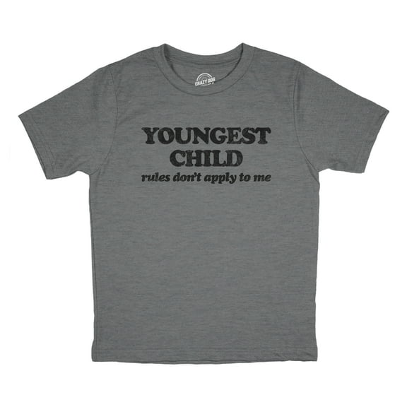 Youth Youngest Child Rules Dont Apply T Shirt Funny Sarcastic Sibling Novelty Tee for Kids