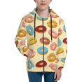 thumbnail image 1 of Youth Zip Up Hoodie - Donut Print Light Yellow Soft Sweatshirt Long Sleeve Casual Essentials Hoodie for Boys or Girls, 1 of 5