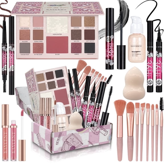 Makeup Sets for Women Full Kit,Makeup Kit for Teens & Beginner Girls, Makeup Gift Set with 14 Colors Makeup Palette, Mascara, Eyeliner, Eyebrow Pencil, Foundation, Lip Gloss