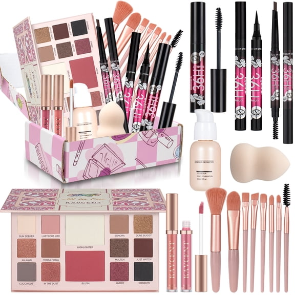 Makeup Sets for Women Full Kit,Makeup Kit for Teens & Beginner Girls, Makeup Gift Set with 14 Colors Makeup Palette, Mascara, Eyeliner, Eyebrow Pencil, Foundation, Lip Gloss