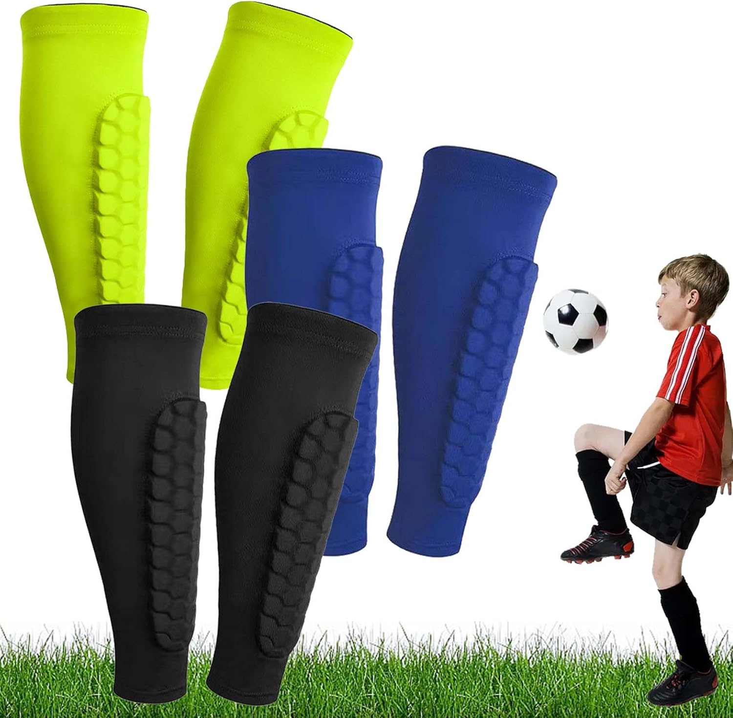 ANCIRS 2 paar voetbal scheenbeschermers voor jonge kinderen volwassenen, ademende scheenbeschermers voor jongens en meisjes voetbalspellen, beschermend EVA-kussen voor jongeren mannen en vrouwen - blauw en zwart ANCIRS 2 paar voetbal scheenbeschermers voor jonge kinderen volwassenen, ademende scheenbeschermers voor jongens en meisjes voetbalspellen, beschermend EVA-kussen voor jongeren mannen en vrouwen - blauw en zwart