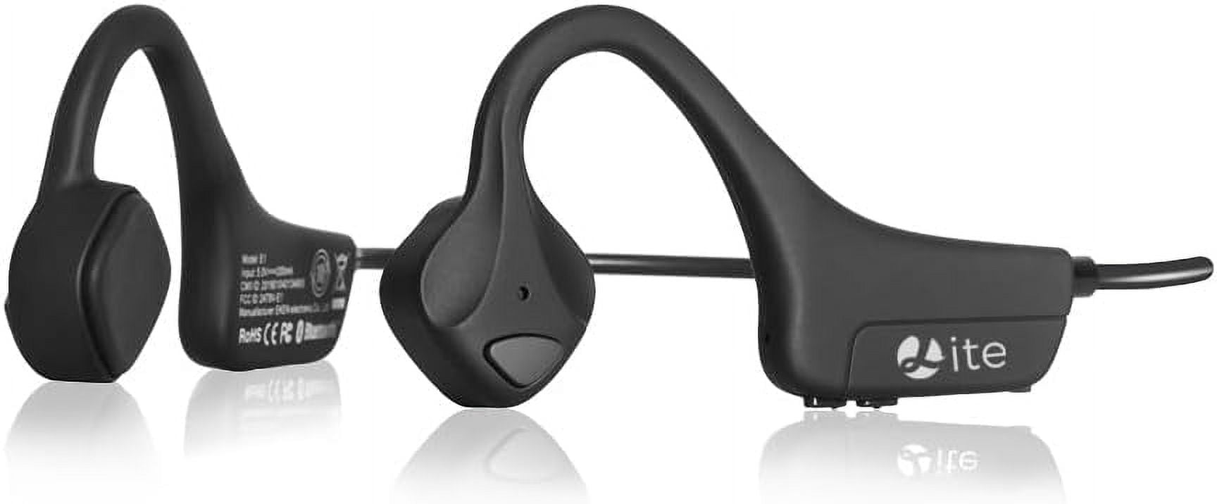 YouthWhisper Bone Conduction Headphones Bluetooth 5.0 with Mic, Titanium Lightweight, Open-Ear Wireless Sweatproof, Music Answer Phone Call for Running Hiking Driving Bicycling - Black