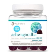 Youtheory Ashwagandha Gummies - With Organic KSM-66 Ashwagandha - Herbal Blend to Support Stress Relief & Energy Levels* - Helps Support Mood* - Sugar Free - Blueberry Flavor - 60 Vegan