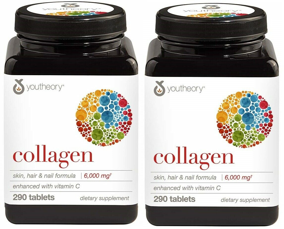 Youtheory Collagen Advanced with Vitamin C, 290 Ct, 2 Pack, Hair, Skin, & Nails