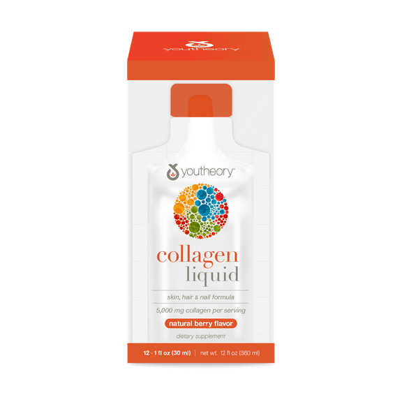 Youtheory Collagen Liquid with Verisol Packets, Natural Berry, 1 fl oz, 12 ct