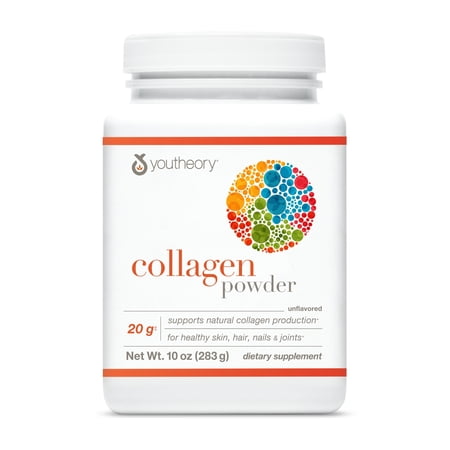 Youtheory Collagen Powder - Hydrolyzed Collagen Peptides with Vitamin C - Supports Healthy Bones, Joints & Immune System* - Unflavored - 10 oz (10-Day Supply)