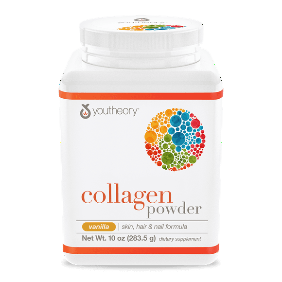 Youtheory Collagen Powder with Vitamin C and Biotin, Vanilla, 10 oz