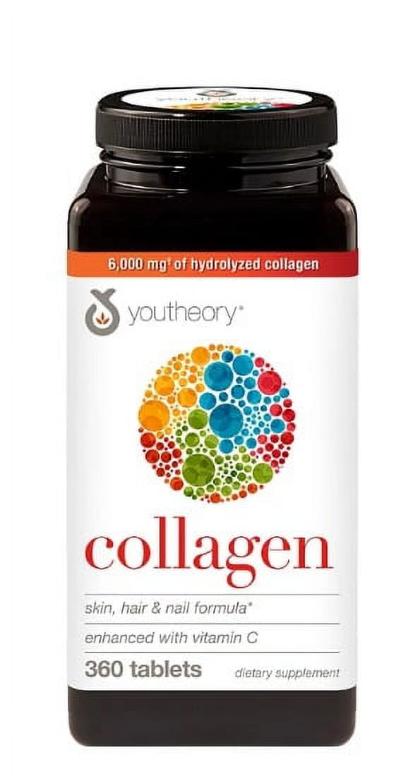 Youtheory Collagen Tablets, Skin, Hair, and Nail Formula Dietary