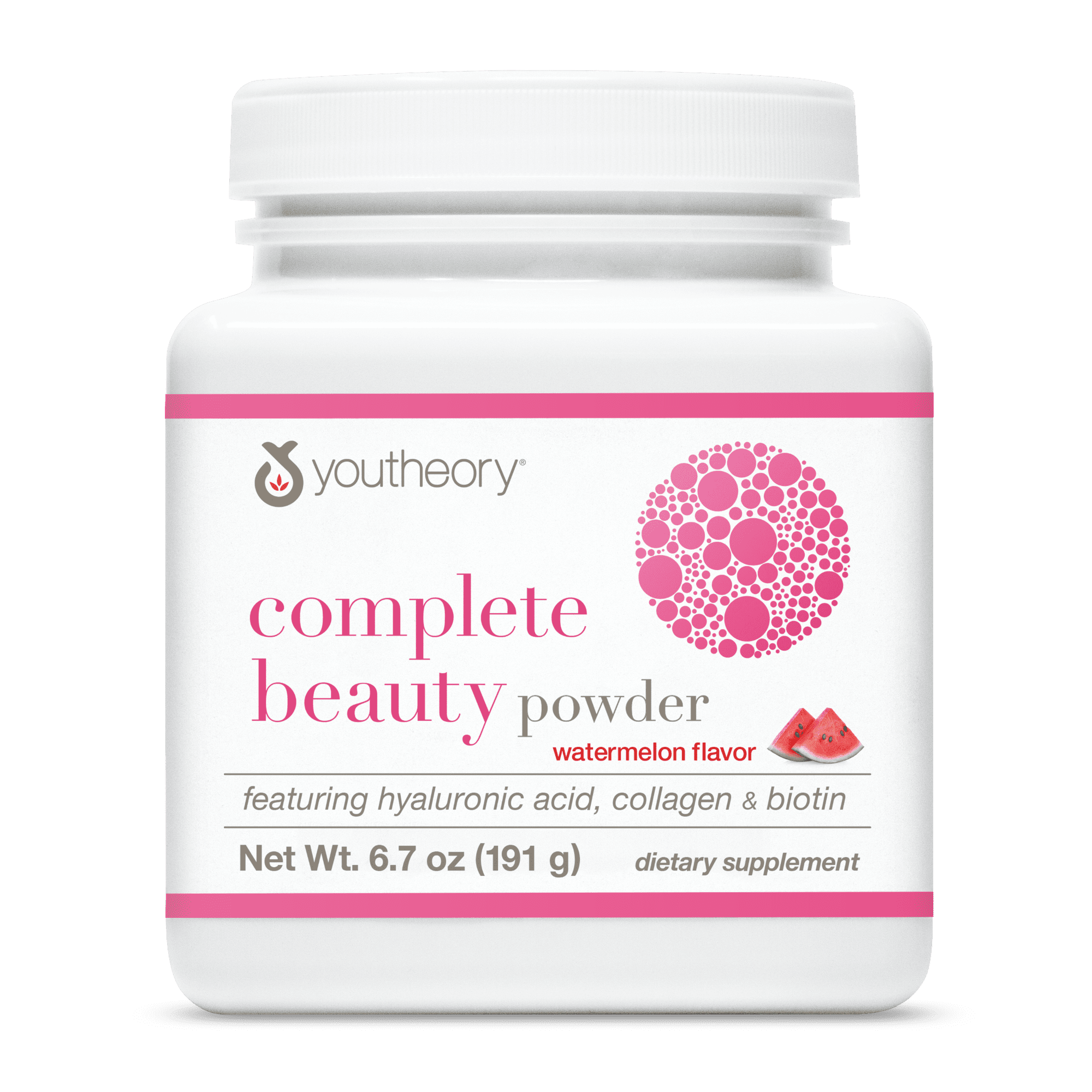 Youtheory Complete Beauty Powder Vitamin Supplement, Watermelon, 21 Servings