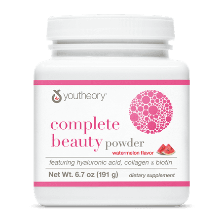 Youtheory Complete Beauty Powder Vitamin Supplement, Watermelon, 21 Servings
