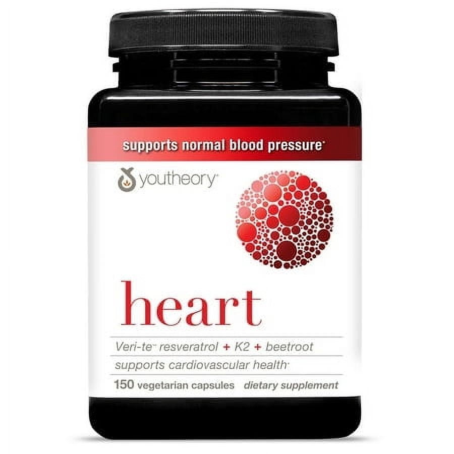 Youtheory Heart Capsules with Resveratrol, Vitamin K, & Beetroot, 150 Count