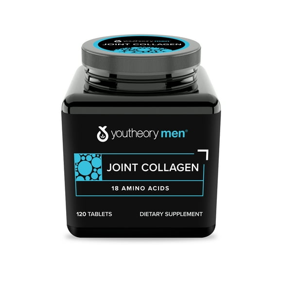 Youtheory Joint Collagen for Men Hydrolyzed Collagen + Plant Based Joint Blend, 120 Tablets