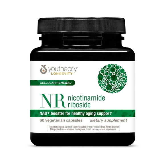 Youtheory Longevity NR, Nicotinamide Riboside, 60 Vegetarian Capsules, NAD+ Booster for Health Aging Support, Cellular Renewal (30 Day Supply)