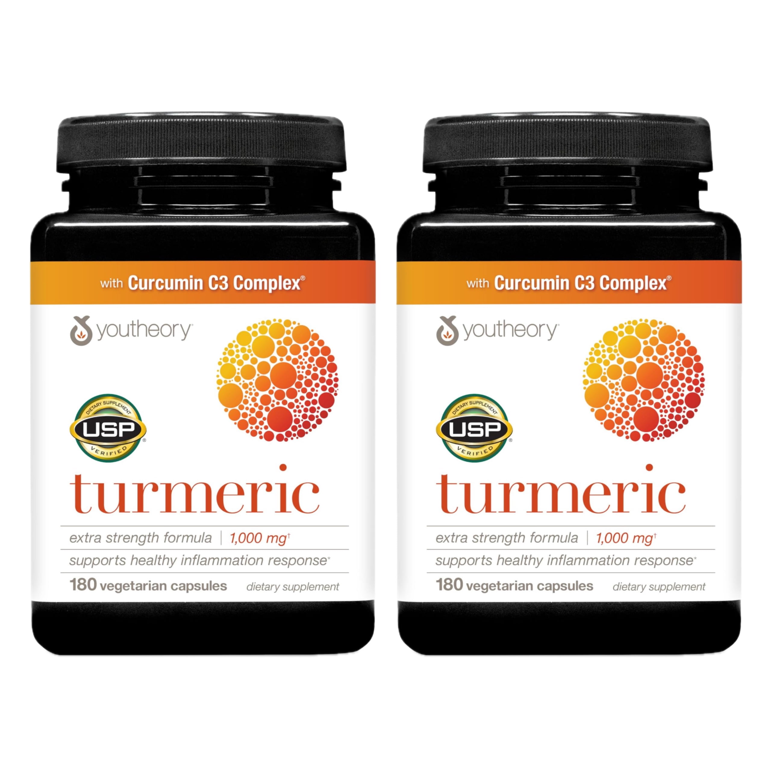 Youtheory Turmeric Extra Strength - 1,000 mg - Supports Muscle & Joint Health* - Contains Bioenhancers, Curcuminoids & Herbal Extracts - USP Verified - 180 Vegetarian Capsules,2 Pack (180-Day Supply)