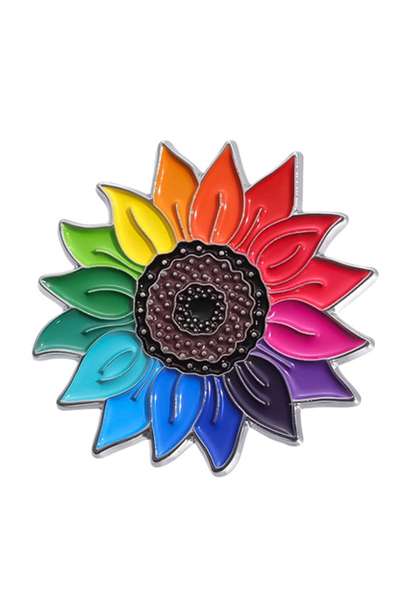 Youthful Sturdy Alloy Sunflowers Brooch Pins with Rainbow Colorful Suitable for Trendy Women Collection and Gifting