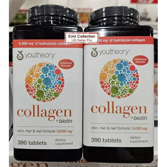 Youthory Collagen Biotin 6000mg Enhanced Formula 390 Tablets (2 Bottles)