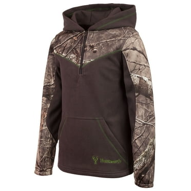 Youths Charcoal Gray and Hidd'n Camo Quarter Zip Hoodie Small