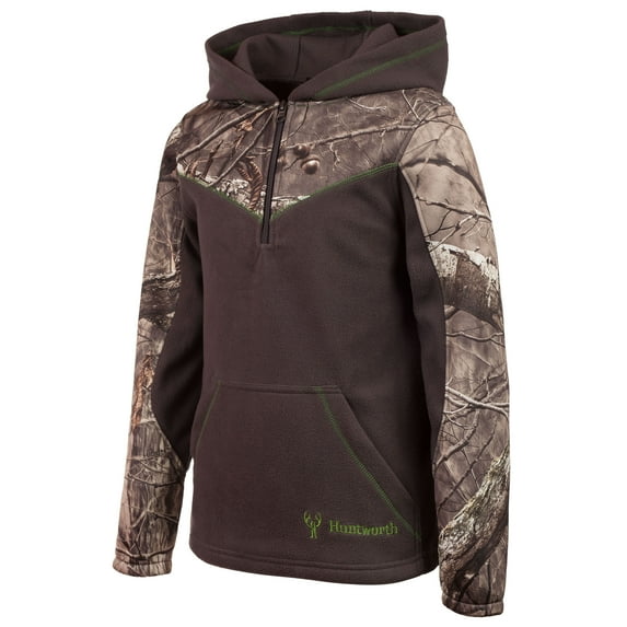 Youths Charcoal Gray and Hidd'n Camo Quarter Zip Hoodie XLarge