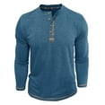 thumbnail image 1 of Youthup Men's Casual Henley Long Sleeve T-Shirt with Four-Button Detail & Color Block Design for Daily Wear, 1 of 6