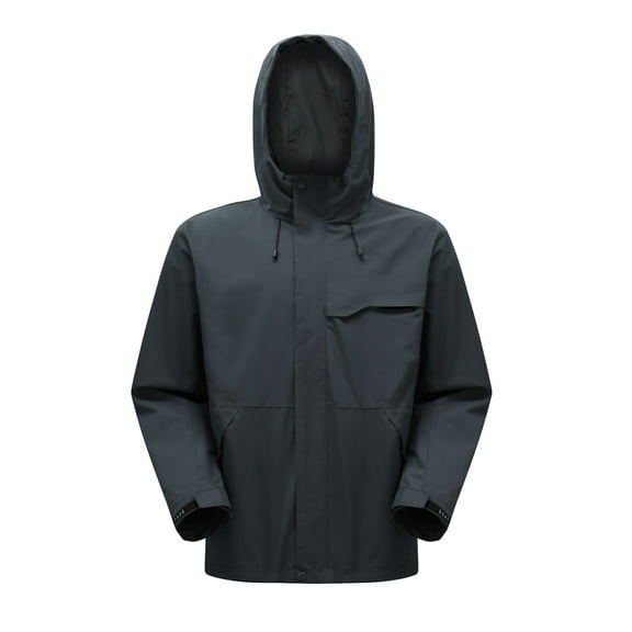 Youthup Men's 2-in-1 Water-Resistant Hooded Jacket Set - Breathable Fleece Lined Raincoat with Detachable Inner Layer for All-Season Outdoor