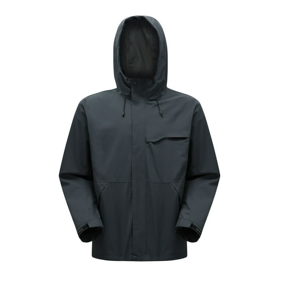 Youthup Men's 2-in-1 Water-Resistant Hooded Jacket Set - Breathable Fleece Lined Raincoat with Detachable Inner Layer for All-Season Outdoor