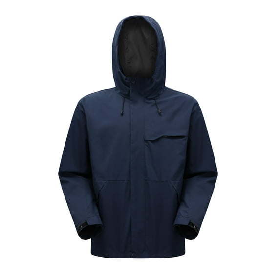 Youthup Men's 2-in-1 Water-Resistant Hooded Jacket Set - Breathable Fleece Lined Raincoat with Detachable Inner Layer for All-Season Outdoor