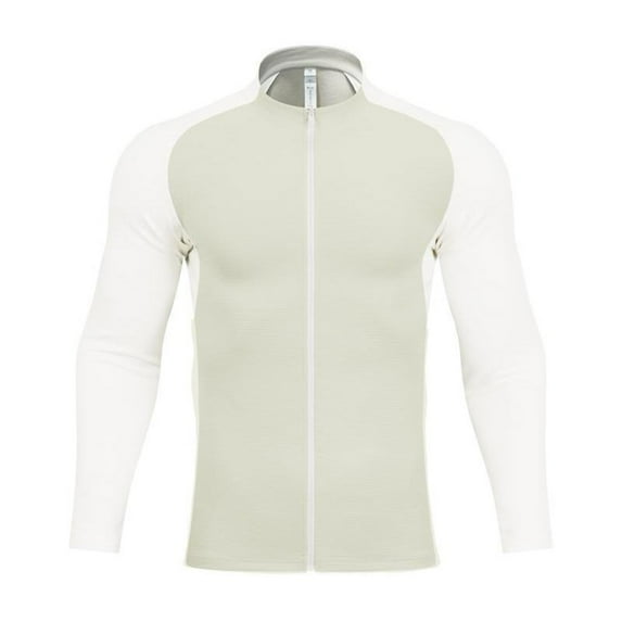 Youthup Men's Athletic Knit Fitted Jacket, Color-Block Long Sleeve Performance Top for Fall Training
