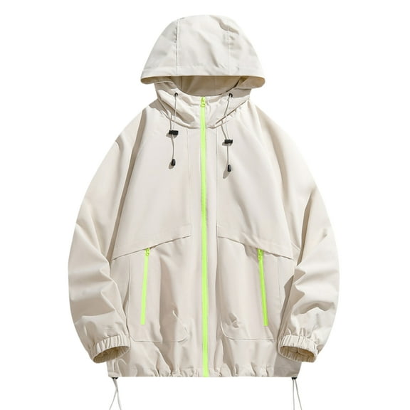 Youthup Men's Color-Block Waterproof Windproof Hooded Jacket, 5000mm Breathable Outdoor Coat for Skiing, Hiking & Skateboarding, All-Season Multi-Sport Utility