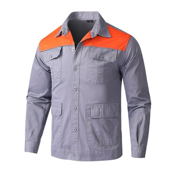 Youthup Men's Durable Twill Cotton Work Shirt, Breathable Summer Shirt with Multiple Pockets, Anti-Wrinkle & Moisture-Wicking Daily Wear